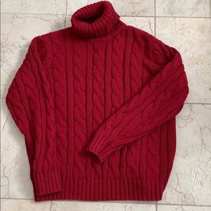 Cable knit turtle neck sweater.